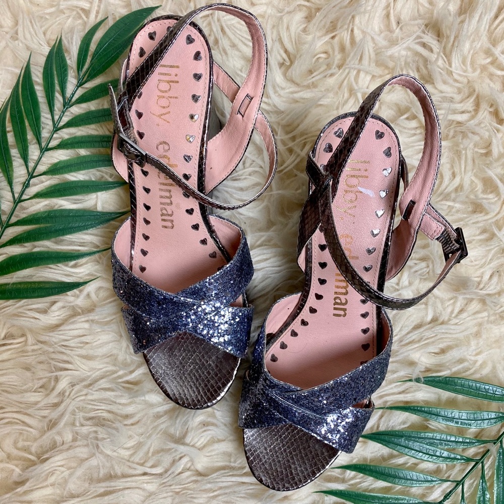 Libby Edelman Pewter Willow Wedge Sandals Size 8